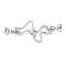 Brass Micro Pave Green Cubic Zirconia Fold Over Clasps, Cadmium Free & Nickel Free & Lead Free, Snake, Platinum, 57mm