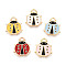 Alloy Enamel Pendants, Cadmium Free & Nickel Free & Lead Free, Light Gold, Ladybug Charm, Rack Plating, Mixed Color, 18x15.5x1.5mm, Hole: 2mm
