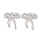 Brass Micro Pave Clear Cubic Zirconia Pendants, Cadmium Free & Nickel Free & Lead Free, Long-Lasting Plated, Bowknot Charms, Platinum, 20.5x18.5x4.5mm, Hole: 1mm