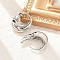 Brass Hoop Earrings for Women, Oval, Platinum, 18x6mm