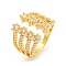 Brass Micro Pave Clear Cubic Zirconia Wide Open Cuff Rings for Women, Cadmium Free & Lead Free, Real 16K Gold Plated, US Size 6(16.5mm)