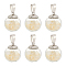 6Pcs Transparent Globe Glass Bubble Cover Pendants, with Dyed Natural Citrine Inside and Stainless Steel Color 304 Stainless Steel Bails, Round Charms, 19.5x16mm, Hole: 2.5x5mm