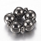Brass Magnetic Clasps with Loops, Round, Gunmetal, 16x10mm, Hole: 1.2mm
