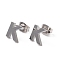 Tarnish Resistant 304 Stainless Steel Greek Alphabet Stud Earrings, Manual Polishing, Letter.K, 7~11x2~10x1.5mm, Pin: 0.8mm