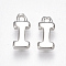 Brass Charms, Letter, Nickel Free, Real Platinum Plated, Letter.I, 8x4x1.5mm, Hole: 0.8mm
