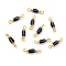 Eco-Friendly Electroplated Glass Links Connectors, with Golden Brass Findings, Cadmium Free & Lead Free, Faceted, Polygon, Prussian Blue, 14x2.5mm, Hole: 1.5mm