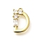 Brass Micro Pave Cubic Zirconia Pendants, LetterA-Z Charms, Golden, Letter D, 15x10.5x2.5mm, Hole: 1mm