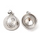Brass with Cubic Zirconia Pendants, Cadmium Free & Lead Free, Half Round with Saint, Platinum, 18x16x8.5mm, Hole: 4x3.5mm