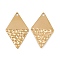 Ion Plating(IP) 304 Stainless Steel Pendants, Rhombus Charm, Real 18K Gold Plated, 32x18x1mm, Hole: 1.5mm