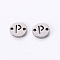 Tarnish Resistant 201 Stainless Steel Links, Laser Cut, Flat Round with Letter, Letter.P, 6x6x1mm, Hole: 0.8mm