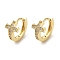 Rack Plating Brass Micro Pave Cubic Zirconia Hoop Earrings, Cross, Golden, 11x11.5x7mm