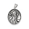 304 Stainless Steel Pendants, Oval with Saint Benedict Charm, Antique Silver, 36x26x5.5mm, Hole: 8x4mm