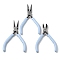 Steel Pliers Set, with Plastic Handles, including Side Cutter Pliers, Round Nose Plier, Needle Nose Wire Cutter Plier, Light Sky Blue, 11~12.3x7.7~8.1x0.9~0.95cm, 3pcs/set