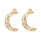 304 Stainless Steel Pendants, Textured, Moon, Golden, 21x12x2.5mm, Hole: 1mm