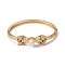 Rack Plating Brass Micro Pave Cubic Zirconia Leopard Bangles with Plastic Bead, Long-Lasting Plated, Cadmium Free & Lead Free, Real 18K Gold Plated, Inner Diameter: 2-1/4 inch(5.85cm)