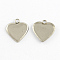 Tarnish Resistant Heart Stainless Steel Cabochon Settings Pendants, Stainless Steel Color, Tray: 13x13mm, 14x13x1mm, Hole: 2mm