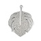 Brass Pendants, Cadmium Free & Nickel Free & Lead Free, Leaf Charms, Real Platinum Plated, 32.5x29x2mm, Hole: 1.4mm