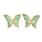304 Stainless Steel Enamel Pendants, Butterfly Charm, Real 18K Gold Plated, Ion Plating(IP), Medium Sea Green, 33x24x3mm, Hole: 1.5mm