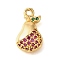 Brass Micro Pave Clear Cubic Zirconia Pendants, Fruit Charms, Real 18K Gold Plated, Pear, 14x8x3mm, Hole: 1.4mm