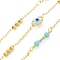 Acrylic Evil Eye Link Chians, with Real 18K Gold Plated Brass & Glass Round Beaded, Soldered, Cadmium Free & Nickel Free & Lead Free, with Spool, Aquamarine, 9.5x6x4mm, 12x3mm, 21.5x3.5mm, about 32.81 Feet(10m)/Roll