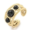 Ion Plating(IP) 304 Stainless Steel Synthetic Turquoise Cuff Rings, Round Open Rings for Women Men, Real 18K Gold Plated, 10mm, Inner Diameter: Adjustable