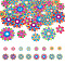 32Pcs 8 Styles Spray Painted 430 Stainless Steel Filigree Pendants, Flower Charm, Mixed Color, 22~35x20~35x0.5mm, Hole: 1.2~1.4mm, 4pcs/style