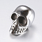316 Surgical Stainless Steel Beads, Skull, Large Hole Beads, Antique Silver, 20x13.5x13mm, Hole: 6mm