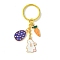 Easter Egg & Rabbit & Carrot Alloy Enamel Pendant Keychain, with Iron Split Key Rings, Dark Slate Blue, 7.1cm