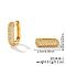 Elegant Brass Clear Cubic Zirconia Hoop Earrings, Golden, Rectangle, 15x4mm