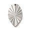 Non-Tarnish 304 Stainless Steel Pendants, Leaf Charm, Stainless Steel Color, 30x18x2mm, Hole: 1.4mm