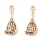 Rack Plating Brass Clear Cubic Zirconia Pendants, Cadmium Free & Nickel Free & Lead Free, Long-Lasting Plated, Racket Charms, Real 18K Gold Plated, 18x8x3mm, Hole: 1.5mm