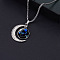 Alloy & Glass Luminous Moon Constellation Pendant Necklaces, Stainless Steel Box Chain Necklaces, Stainless Steel Color, Pisces, 23.62 inch(60cm)