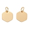201 Stainless Steel Charms, Manual Polishing, Hexagon, Golden, 11.5x10.5x1mm, Hole: 3.5mm