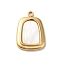 304 Stainless Steel Pave Shell Pendants, Trapezoid Charms, Real 14K Gold Plated, 19x13x2.5mm, Hole: 1.6mm