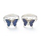 Adjustable Iron Finger Rings, with Epoxy, Changing Color Mood Rings, Butterfly, Platinum, Colorful, US Size 6, Inner Diameter: 17mm