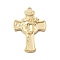 304 Stainless Steel Pendants, Cross with Jesus Charm, Ion Plating(IP), Real 18K Gold Plated, 38x26x4.5mm, Hole: 1.5mm