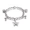 Tarnish Resistant 304 Stainless Steel Charm Bracelets, with 201 Stainless Steel Ring, with Lobster Claw Clasps, Starfish/Sea Stars & Fish, Stainless Steel Color, 7-1/2 inch(19cm), Charm: 8.5x6mm and 12.5~22x12~19mm