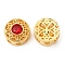 Brass Multi-Strand Links, with Glass, Hollow Flat Round, Real 18K Gold Plated, 10x5mm, Hole: 1.8mm