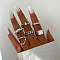 6Pcs Alloy Finger Rings, Twist, Platinum, Inner Diameter: 16~19mm
