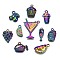 Rainbow Color Alloy Pendants, Cadmium Free & Nickel Free & Lead Free, Food, 14.5x13x3mm, Hole: 2mm, 1pc, 10pcs/set