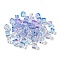 Two Tone Transparent Glass Beads, Cube, Violet, 6x6x7mm, Hole: 1.4mm, about 500pcs/bag