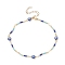 Brass Evil Eye Link Chain Anklet with Glass Beaded, Golden, 9-1/8 inch(23cm)