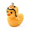 Resin Pendants, Duck with Helmet Charms, with Platinum Iron Loops, Yellow, 31.5x21x29mm, Hole: 2mm