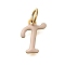 Ion Plating(IP) 304 Stainless Steel Enamel Alphabet Charms, with Jump Ring, Real 14K Gold Plated, Letter T, 12x9x1mm, Hole: 5mm