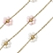 304 Stainless Steel Cable Chains, Flower, with Shell Pearl & ABS Imitation Pearl, Ion Plating(IP), Real 18K Gold Plated, Soldered, with Spool, Pink, 8.5x9.5x3.5mm, about 32.81 Feet(10m)/Roll