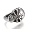 304 Stainless Steel Slide Charms, Skull, Antique Silver, 15.5x10x13mm, Hole: 7x12mm
