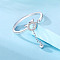 925 Sterling Silver Micro Pave Cubic Zirconia Cuff Rings, Cat Shape, Adjustable, with S925 Stamp, Silver, US Size 8(18.1mm)