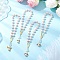 Baking Painted Pearlized Glass Pearl Round Bead with Tibetan Style Alloy Fairy Wing Beads and K9 Glass and 304 Stainless Steel Open Jump Rings Bracelets, Antique Golden, Inner Diameter: 2-7/8 inch(7.25cm)