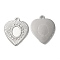 Non-Tarnish 304 Stainless Steel Pendant Cabochon Settings, Heart Charms, Stainless Steel Color, Tray: 8x6mm, 23x19x1.5mm, Hole: 1.5mm
