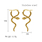 Stainless Steel Hoop Earrings for Women, Real 18K Gold Plated, Snake, 43x18mm